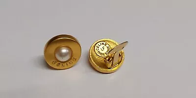 Vintage Old Celine Pearl Gold Earrings • $200