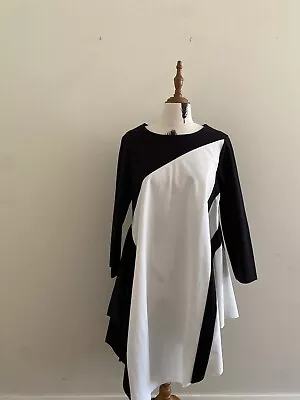 Imagine Italy Cotton Blend Long Sleeve A Line Asymmetrical Stretchy Dress Size M • $51.75