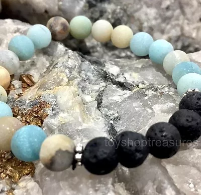 $17.95 • Buy Aromatherapy Diffuser Essential Oil Lava & Amazonite Bracelet Healing