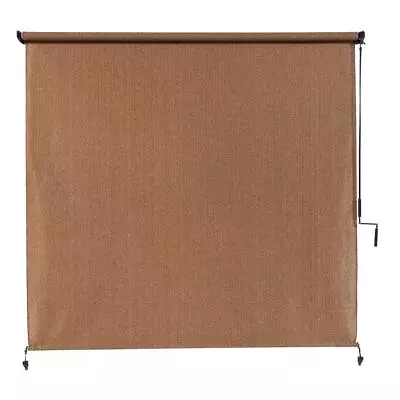 Exterior Roller Shade Brown Cordless UV Block Fade Resistant Fabric 120W X 96  L • $166.88