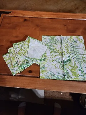 Vintage Vera Neumann Set Of Four Napkins Butterfly And Fern 16” Square • $100