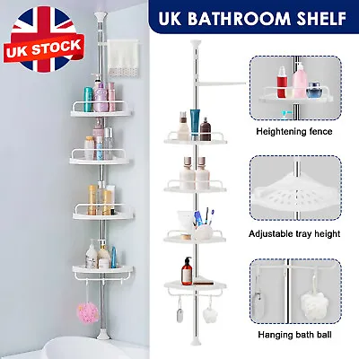 4 Tier Telescopic Bathroom Wall Corner Shelf Rack Shower Caddy Storage Organizer • £11.99