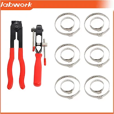 NEW 2X CV Joint Clamp Banding Tool Ear Type Boot Clamp Pliers & 6 Set Of Clamps • $27.85