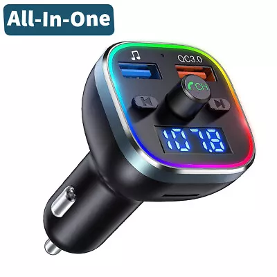 Car Phone Charger FM Car Kit With Bluetooth 5.1 Car Charger For All Smartphones • £9.66