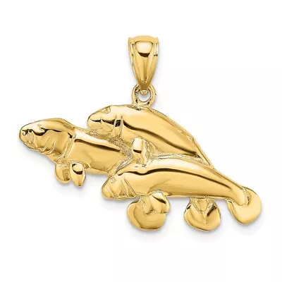 14K 2-D /Polished Three Manatees Charm • $395.77