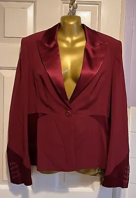 Karen Millen Maroon Tux Style Jacket 14 • £38