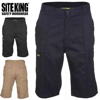 SITE KING Mens Cargo Combat Work Shorts Size 28-52 – PLAIN CASUAL SHORT PANTS • £18.99