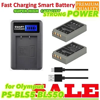 2 AUS Battery And Charger For PS-BLS5 Olympus Stylus 1 Stylus 1s OMD OM-D E-M10 • $41.66