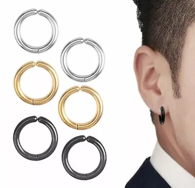 Small Stainless Steel Clip On Non-Piercing Fake Hoop Earrings For Women Men Ear • $5.25