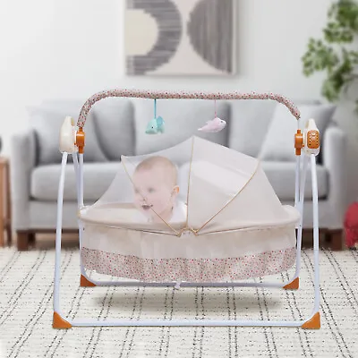 Electric Baby Newborn Auto Swing Cradle Rocking Chair Crib Sleep Bed&Bluetooth ! • £72.96
