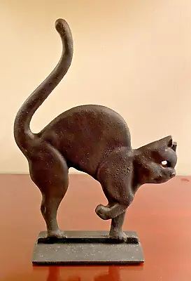 Black Cat Doorstop Cast Iron Vintage Folk Art 1986 NO 7274 EMIG 12  X 8  • $45