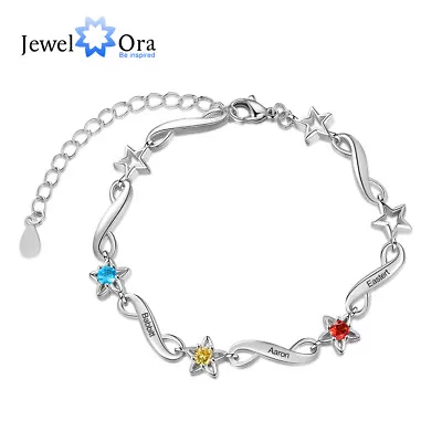 Women Daughter Star Charm Infinity Chain Bracelets Personalized 2-7 Name Stone • $12.79