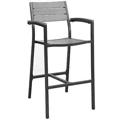 $305.25 • Buy Modway Maine Aluminum L-Shaped Outdoor Patio Bar Stool In Brown Gray Finish