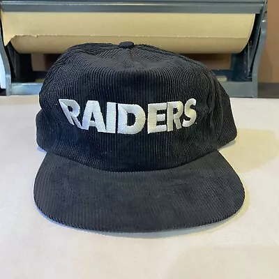 Vintage Raiders Starline Corduroy Silver Black Snapback Hat NFL Cap 80s • $36