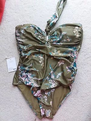 Zimmermann Cassia Wide Link 1pc Swimsuit Khaki Floral Size 4 12 14 16 • $49.95