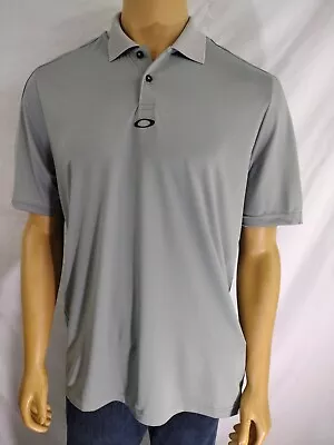 OAKLEY GOLF POLO SHIRT SS Mens Large Grey Regular Fit Polyester Spandex • $18.88
