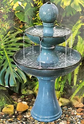 £129.99 • Buy Cascading Water Fountain Tiered Feature With Lights Waterfall Ceramic Bird Bath