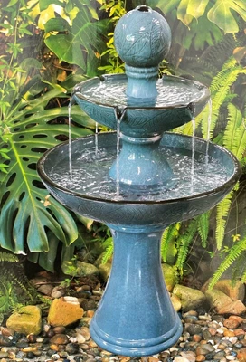 £129.99 • Buy Cascading Water Fountain Tiered Feature With Lights Waterfall Ceramic Bird Bath
