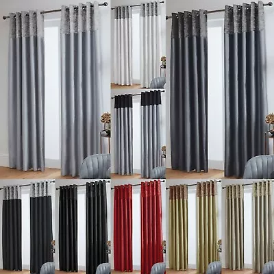 £15.99 • Buy Crushed Velvet Band Curtains - Faux Silk - Eyelet Ring Top - Fully Lined 