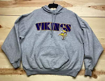 VINTAGE Minnesota Vikings Sweatshirt Mens XL Gray Hoodie Pullover NFL Football • $29.99