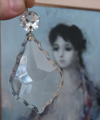 $5.55 • Buy 2 Vintage French Pendant Leaf Crystal Glass Prism Oil Lamp Chandelier Parts
