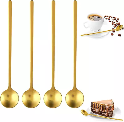 Coffee Spoons Stainless Steel Shiny Gold 6.7 Inches Mini Tea Spoon Set Small Ro • $12.99