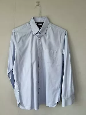 Tm Lewin Supima Cotton Men’s Work Shirt Button Down Collar Medium Blue • £9.99