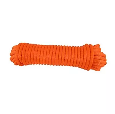 3/8 Inch Neon Orange Dacron Polyester Rope - 50 Foot | Solid Braid - High  • $32.83