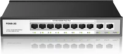 8 Port Gigabit PoE Switch W/ Additional 2 Gig Uplink Max Output 120W 803.af/at • $59.99