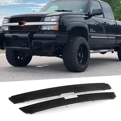 Black Grill For 03-05 Chevy Silverado 1500 SS Front Billet Grille Upper Lower • $64.43
