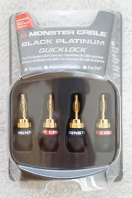 NEW Monster Quick Lock Banana Plugs Black Platinum Speaker Cable Termination Z M • $33.98