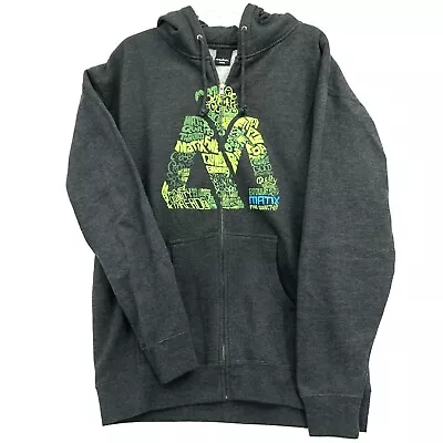 Matix Hoodie Mens L Gray Green Logo Graphic Zip Sweater Skater Streetwear New • $31.49