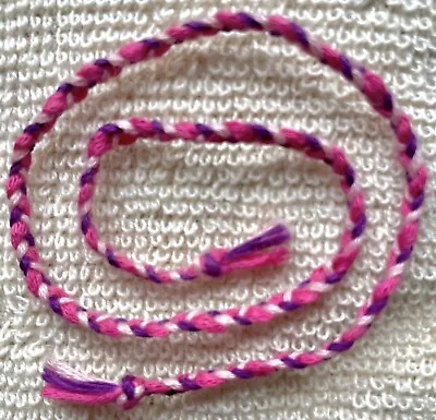 Colourful Pink Purple Cotton Thread Plaited Braided Friendship Bracelet Handmade • £0.49