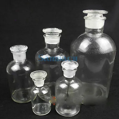 £11.06 • Buy 30-2500ml Clear Glass Narrow Mouth Bottle With Stopper Lab Chemistry Glassware