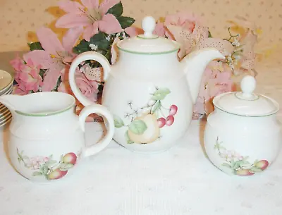 Marks & Spencer Ashberry Teapot Sugar Bowl & Cream Jug Set 🌷Vintage 80s M&S 🌷 • £14.99