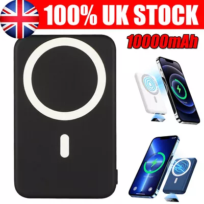 Magnetic Bank Power For IPhone Portable Battery Pack Wireless Charger 10000mAh • £12.89