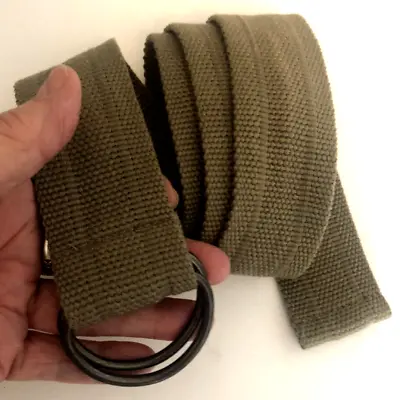 New Mens Sz 31-34 M L Med Brown WEB BELT Pewter D Rings Buckle 1.75  W • $11.37