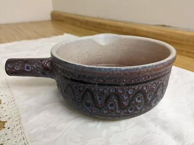 Vtg. Vallauris Jean Austruy Fondue Pot Withe Glaze And Decoration. • $90