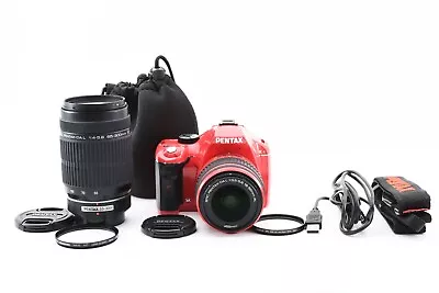 Pentax K-X DSLR Camera RED W/55-300 18-55 2lens 6144shutter [Exc #2104949 • $399.44