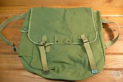 Vintage Military Backpack Light Pack HAVERSACK Green Canvas W Straps & Hanger • $35