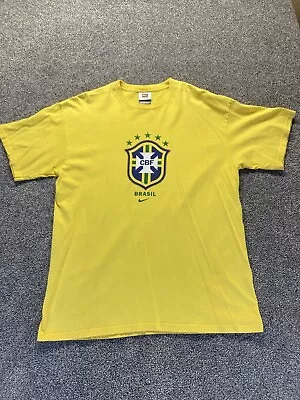 $16.99 • Buy Nike CBF Brasil Shirt Mens Large Yellow Soccer Graphic Short Sleeve Crew Neck