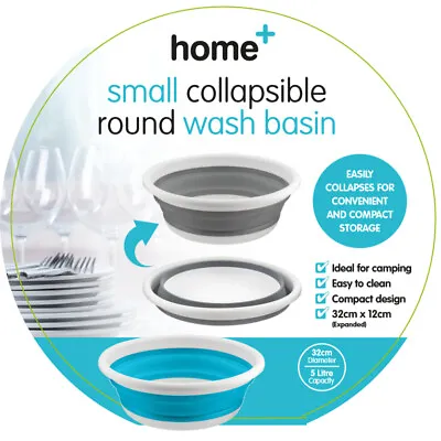 Collapsible Round Bowl Wash Basin Small Space Saving Camping Washing Up 32cm 5L • £7.99