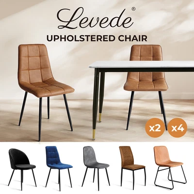 $229.99 • Buy Levede Dining Chairs Lounge Accent Chair Kitchen Cafe PU Fabric Velvet Padded