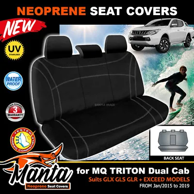 $141.55 • Buy Manta Custom Neoprene Black REAR Seat Covers For TRITON MQ DUAL CAB 10/2015-19