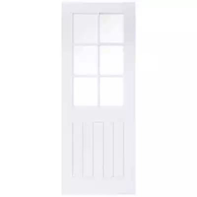 Internal Genova Cottage White Finished 6 Light Clear Glazed Solid Core Doors • £89.99