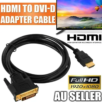 $7.99 • Buy HDMI To DVI Cable Male DVI-D For LCD Monitor Computer PC Projector 1.8m Cord