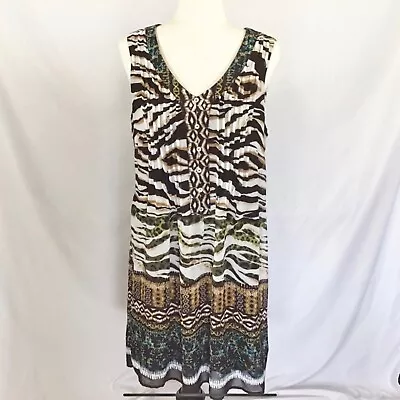 Rabbit Rabbit Rabbit Dress Size 12 Sleeveless Tribal Animal Print Zebra Jungle • £12.81