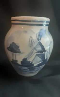 3  Delft Blue Signed Vase Jar Holland Handpainted Pottery Vintage Windmill  • $19