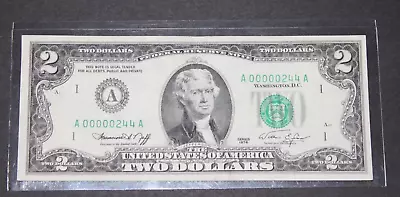 Low Serial Number 2 Dollar Bill • $330