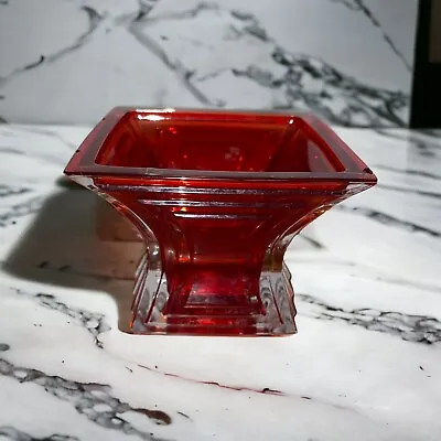 Vtg Lead Crystal Candle Holders Candy Dish Votive Mikasa Red Czech Republic • $15